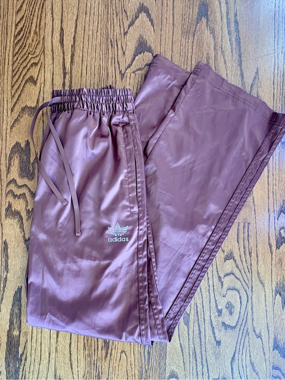 adidas womens xs Satin Joggers, brown
